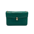 Bvlgari Serpenti Forever emerald green leather crossbody bag with enamel snake head clasp