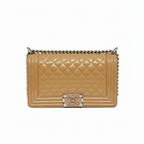secondhand preloved chanel designer crossbody handbag in medium beige shoulder bag in excellent condition for sale 