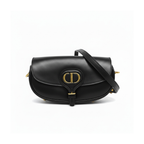 authentic preloved christian dior bobby east-west black calfskin leather crossbody strap handbag with CD gold logo in the front in very good condition 