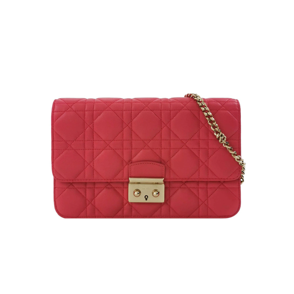 preloved authentic Christian dior miss dior red quilted lambskin leather crossbody bag in excellent condition for sale 