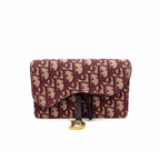 preloved authentic Christian Dior Red and burgundy Saddle Waist Pouch wallet Bag with crossbody strap mini luxury designer bag for sale