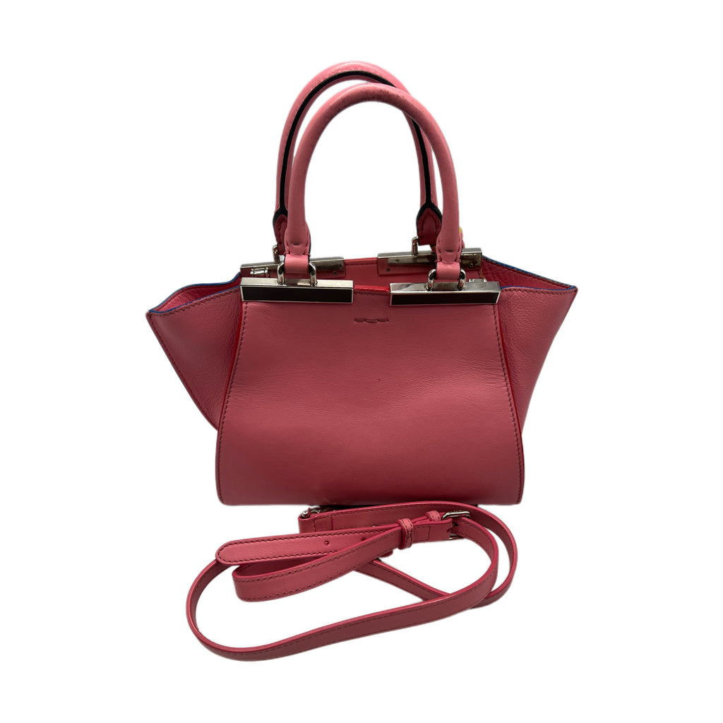 authentic pre-owned pink leather top handle bag with crossbody strap in good condition for sale 