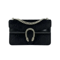 preowned authentic luxury designer  handbag dionysus size medium in black velvet very luxurious at sale discount price 