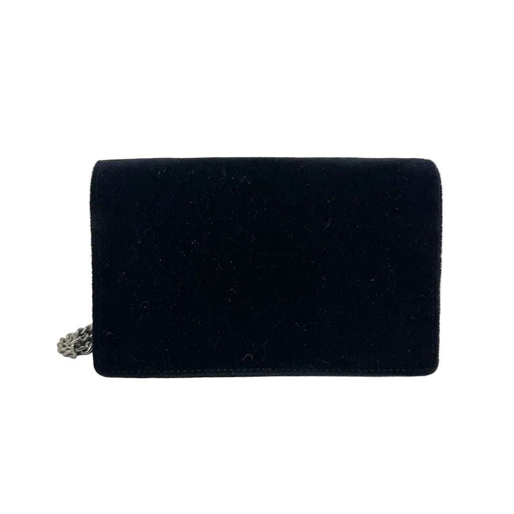 back of gucci dionysus mini black velvet shoulder bag in excelletn condition 