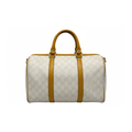 Gucci Joy Boston bag in white GG Supreme coated canvas with yellow leather handles and trim