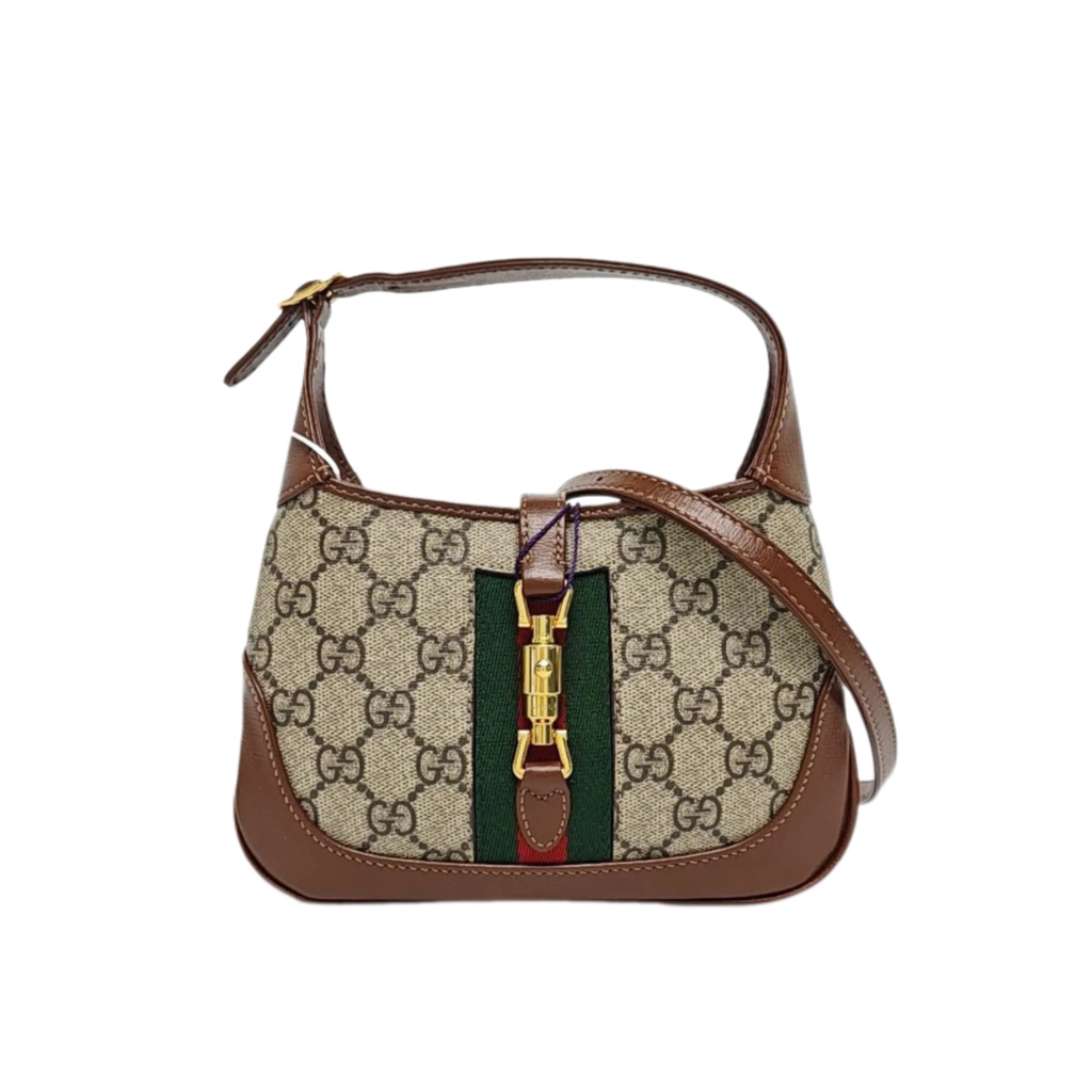 secondhand authentic gucci gg canvas 1961 mini shoulder bag with brown leather strap in very good condition for sale 