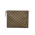 Front view of a Louis Vuitton 100th Anniversary Trousse Toilette 26 in Damier Ebene canvas.