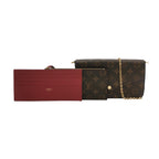 The two removable pouches (zipped and card holder) of the LV Félicie Pochette.