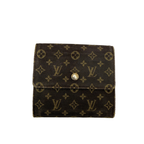 Louis Vuitton Elise compact wallet in brown Monogram canvas with gold-tone snap closures