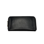 Louis Vuitton long wallet in black Epi leather with a subtle LV logo embossed in the bottom corner
