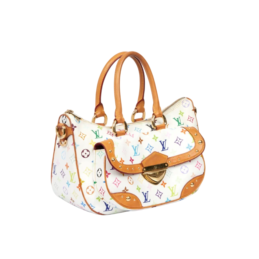 authentic preloved louis vuitton limited edition murakami white multicolored rita top handle bag for sale 