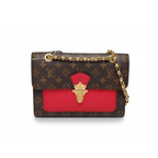 preowned authentic louis vuitton monogram canvas victoria with red leather detail and gold hardware crossbody bag in excellent condition for sale