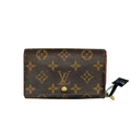 authentic louis vuitton monogram in canvas wallet with gold hardware button for sale 