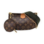 secondhand authentic Louis Vuitton handbag with monogram pattern and green crossbody strap and in great condition for sale 