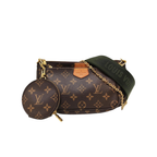 secondhand authentic Louis Vuitton handbag with monogram pattern and green crossbody strap and in great condition for sale 