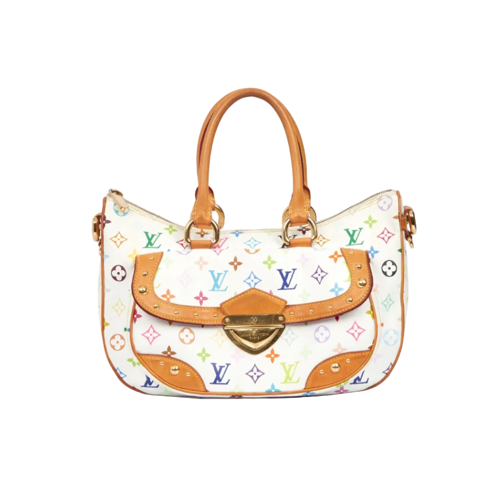 authentic vintage louis vuitton white multicolor murakami rita bag in good condition for sale 