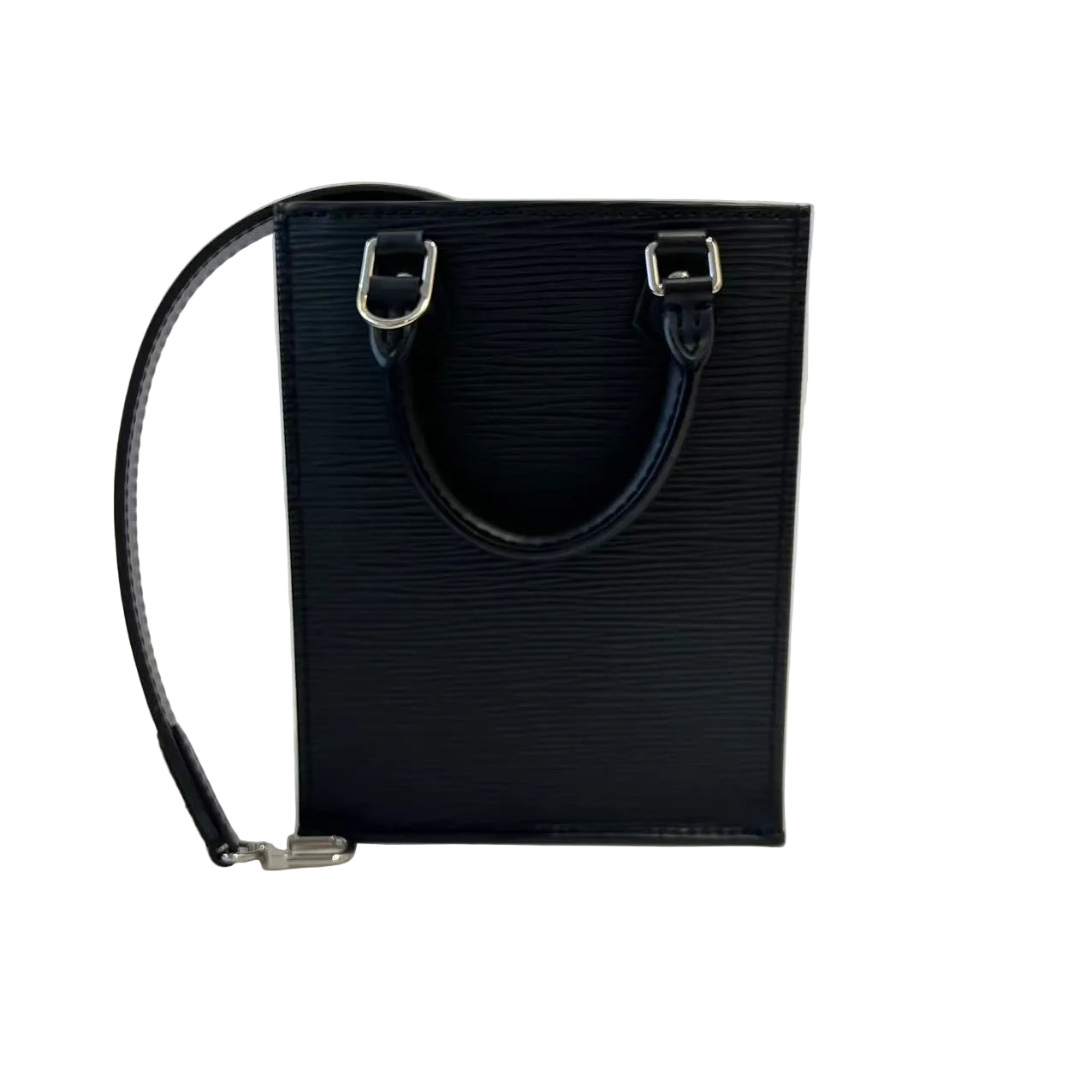 preowned louis vuitton petit sac plat black epi leather tote bag with crossbody strap in great condition