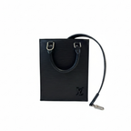 preowned louis vuitton petit sac plat tote crossbody bag in black epi leather in excellent condition