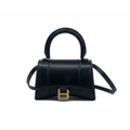 preloved authentic balenciaga black leather hourglass xs mini crossbody bag with tophandle and gold hardware  for sale discount price designer gigt