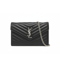 ysl black matelass with silver hardware wallet on chain crossbody bag in very good condition for sale 