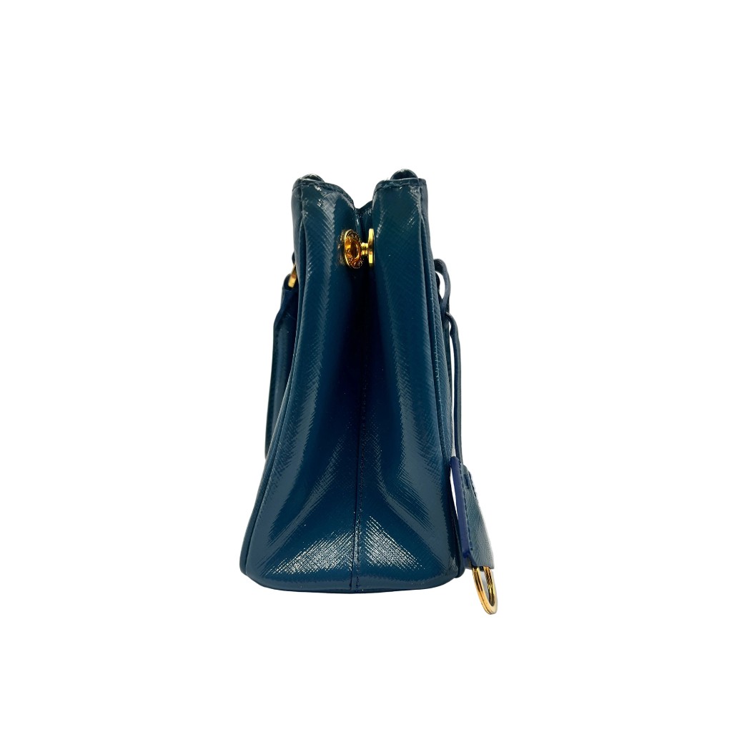 Prada Galleria Mini Bag in Blue Saffiano Lux Leather