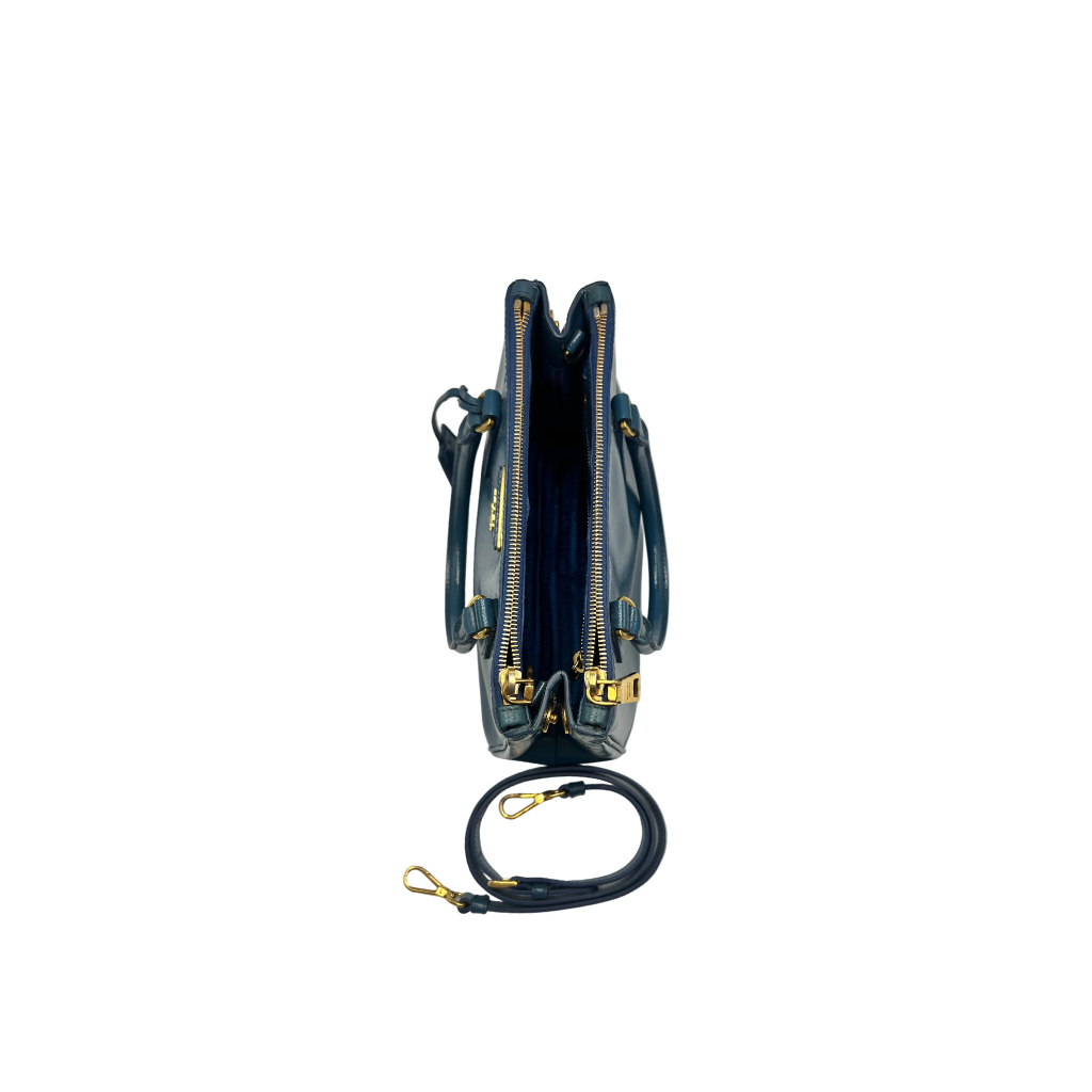 Prada Galleria Mini Bag in Blue Saffiano Lux Leather