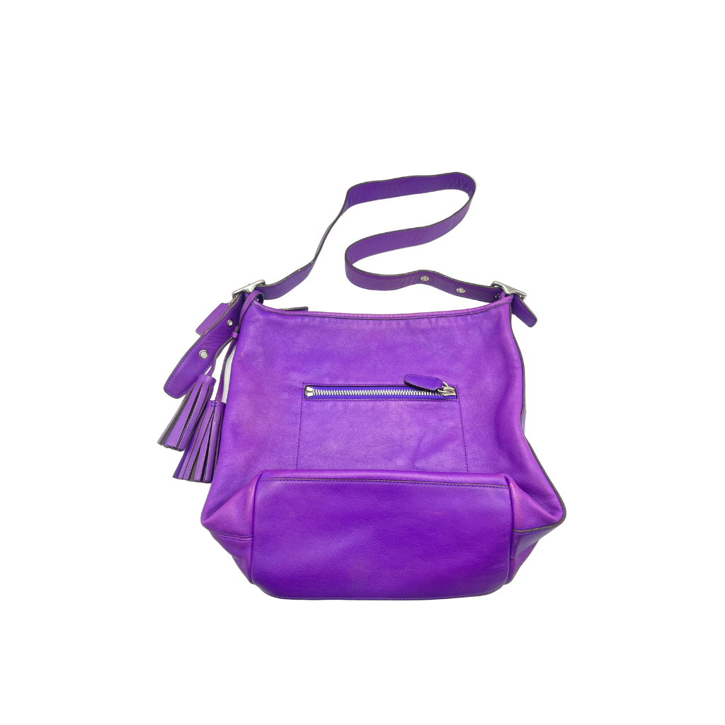 Coach Purple Leather Large Shoulder Bag