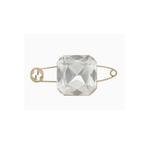 Gucci Crystal Safety Pin Brooch Gold-Tone Metal
