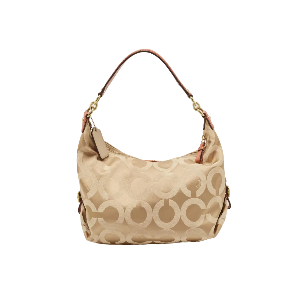 Coach Beige/Orange Art Fabric Hailey Hobo Bag