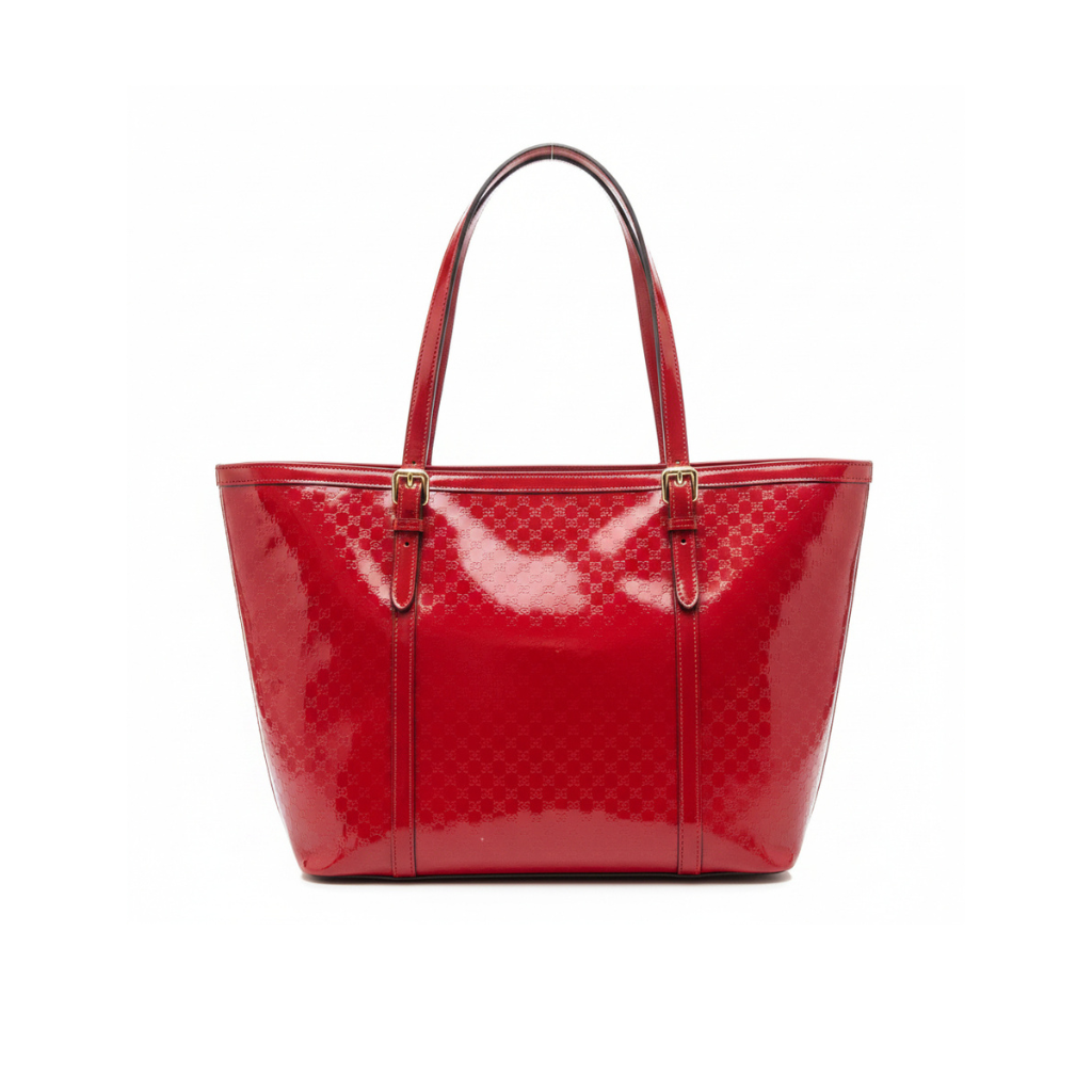 Gucci Red Guccissima Patent Leather Tote Bag