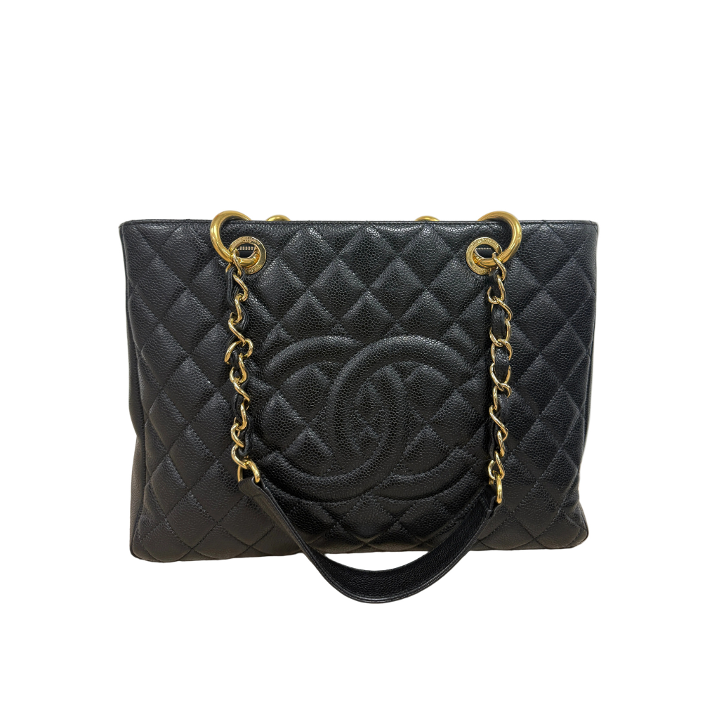 Chanel Grand Shopping Tote (GST) in Black Caviar Leather with Gold Hardware