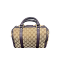 Gucci GG Monogram Canvas Boston Bag with Purple Leather Trim