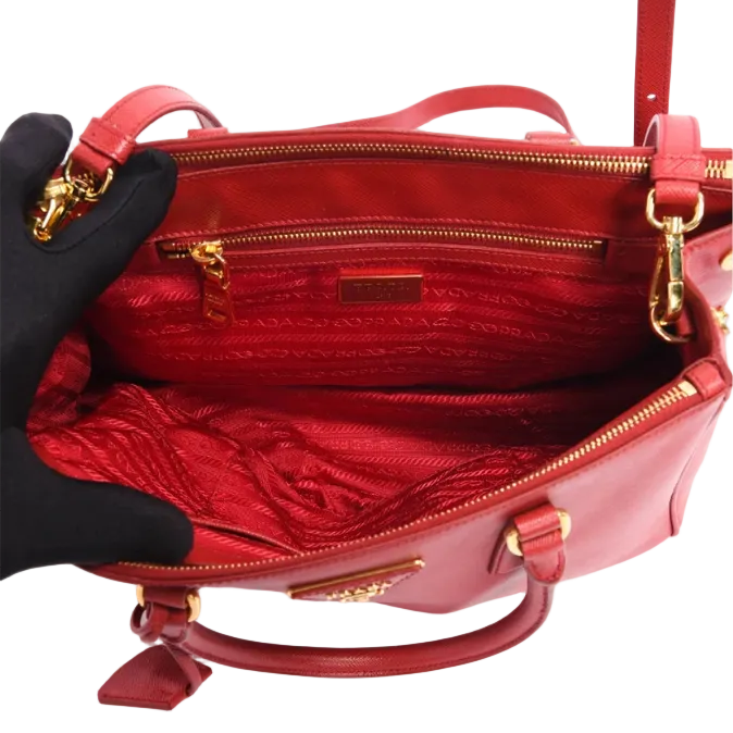 Prada Saffiano Lux Galleria Tote Bag - Red Leather (Pre-owned)