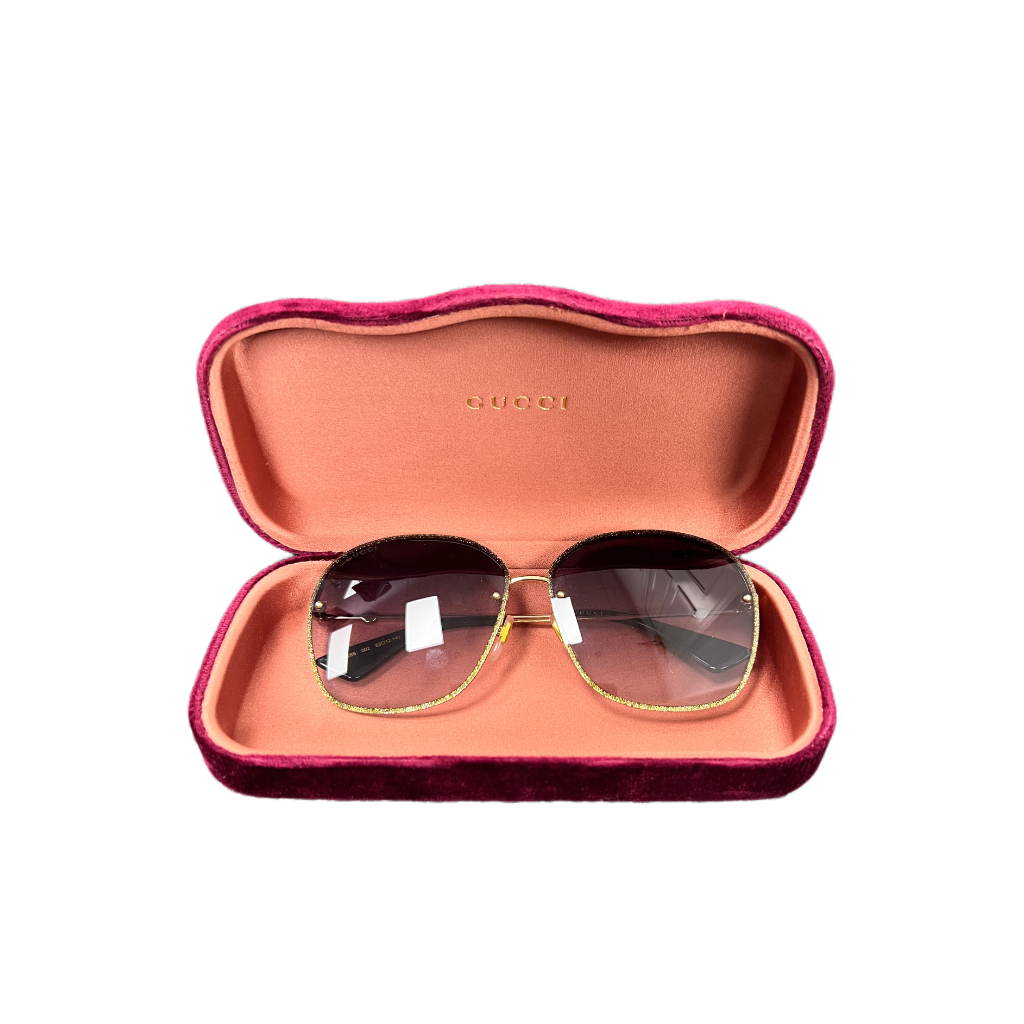 Gucci Oversized Glitter Rim Aviator Sunglasses (GG0228S)